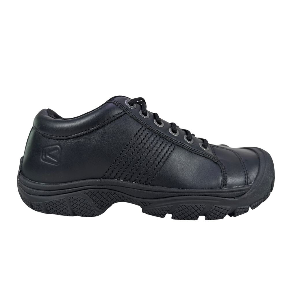 Keen PTC Oxford Work Shoes Mens 8 Black Leather Slip‎ Resistant Comfort Casual